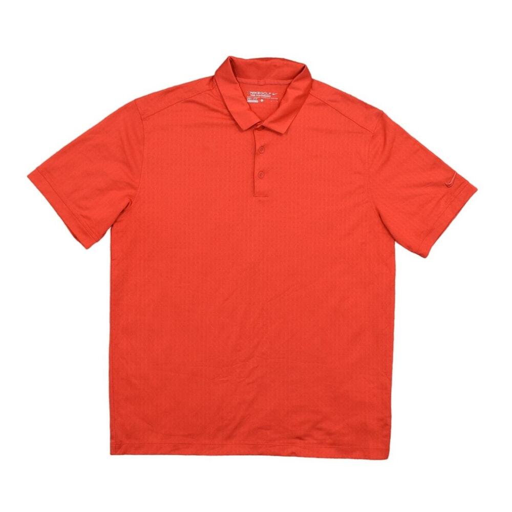 Nike Men's Red Polo Shirt Large Polyester Golf Dri Fit Tour Performance